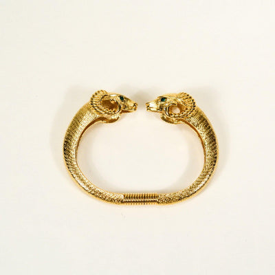 KJL Rams Head Bracelet, KJL for Avon, Kenneth Jay Lane, Gold, Figural Bracelet, Rhinestones, Designer Vintage Jewelry, Collectible by Kenneth Jay Lane - Vintage Meet Modern Vintage Jewelry - Chicago, Illinois - #oldhollywoodglamour #vintagemeetmodern #designervintage #jewelrybox #antiquejewelry #vintagejewelry
