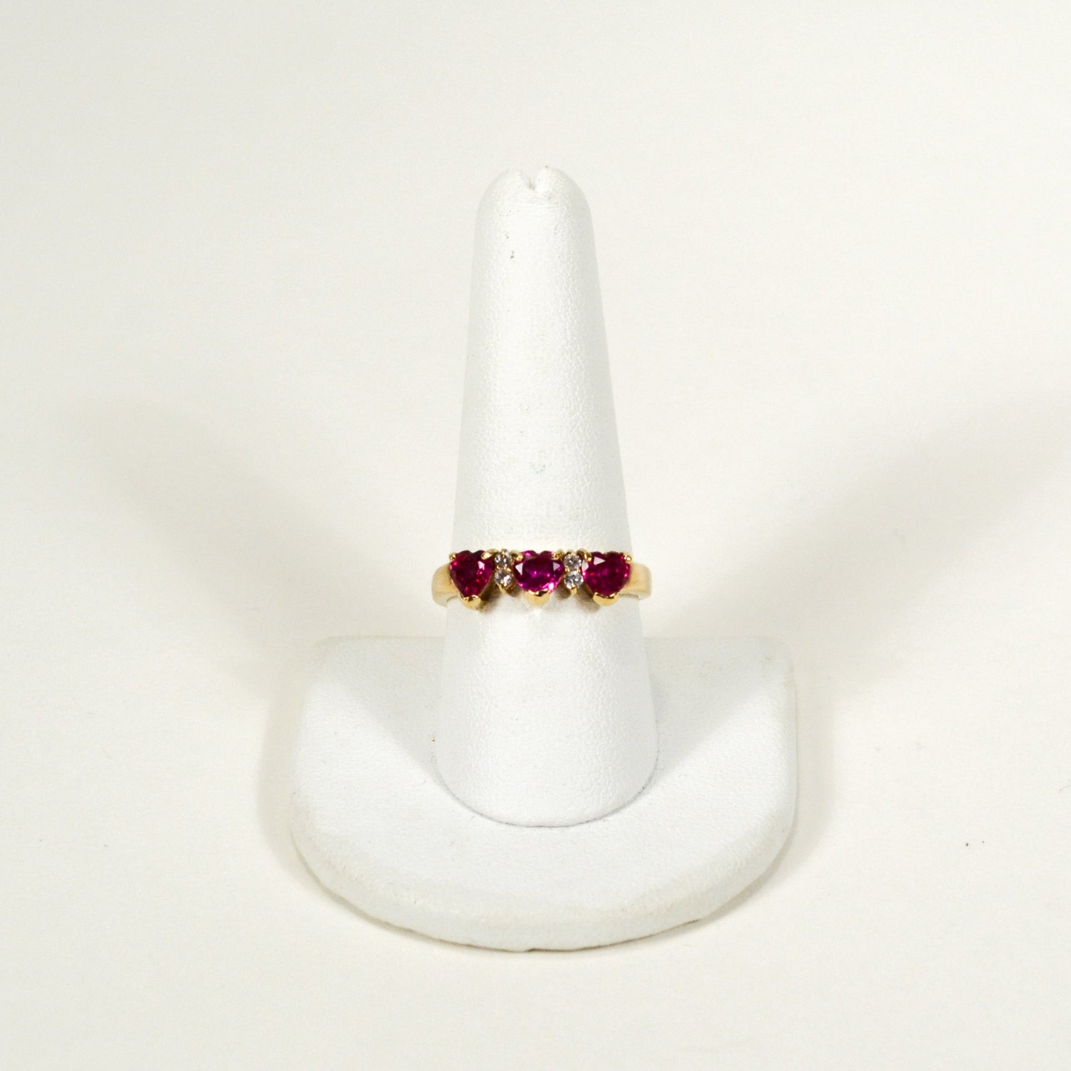 Pink CZ Heart Band Ring by Unsigned Beauty - Vintage Meet Modern Vintage Jewelry - Chicago, Illinois - #oldhollywoodglamour #vintagemeetmodern #designervintage #jewelrybox #antiquejewelry #vintagejewelry