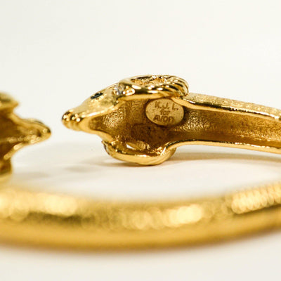 KJL Rams Head Bracelet, KJL for Avon, Kenneth Jay Lane, Gold, Figural Bracelet, Rhinestones, Designer Vintage Jewelry, Collectible by Kenneth Jay Lane - Vintage Meet Modern Vintage Jewelry - Chicago, Illinois - #oldhollywoodglamour #vintagemeetmodern #designervintage #jewelrybox #antiquejewelry #vintagejewelry