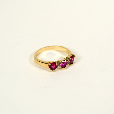 Pink CZ Heart Band Ring by Unsigned Beauty - Vintage Meet Modern Vintage Jewelry - Chicago, Illinois - #oldhollywoodglamour #vintagemeetmodern #designervintage #jewelrybox #antiquejewelry #vintagejewelry