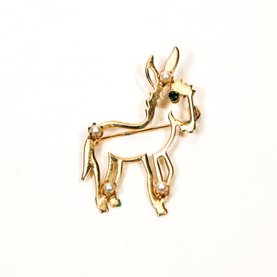 Gold Mid Century Modern Donkey Brooch by Unsigned Beauty - Vintage Meet Modern Vintage Jewelry - Chicago, Illinois - #oldhollywoodglamour #vintagemeetmodern #designervintage #jewelrybox #antiquejewelry #vintagejewelry