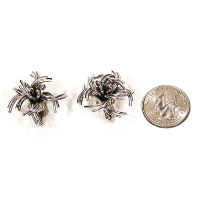 Mid Century Modern Silver Tone Atomic Starburst Earrings by Unsigned Beauty - Vintage Meet Modern Vintage Jewelry - Chicago, Illinois - #oldhollywoodglamour #vintagemeetmodern #designervintage #jewelrybox #antiquejewelry #vintagejewelry
