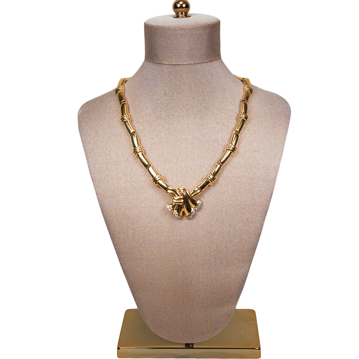 Gold Ribbon with Rhinestones Necklace
