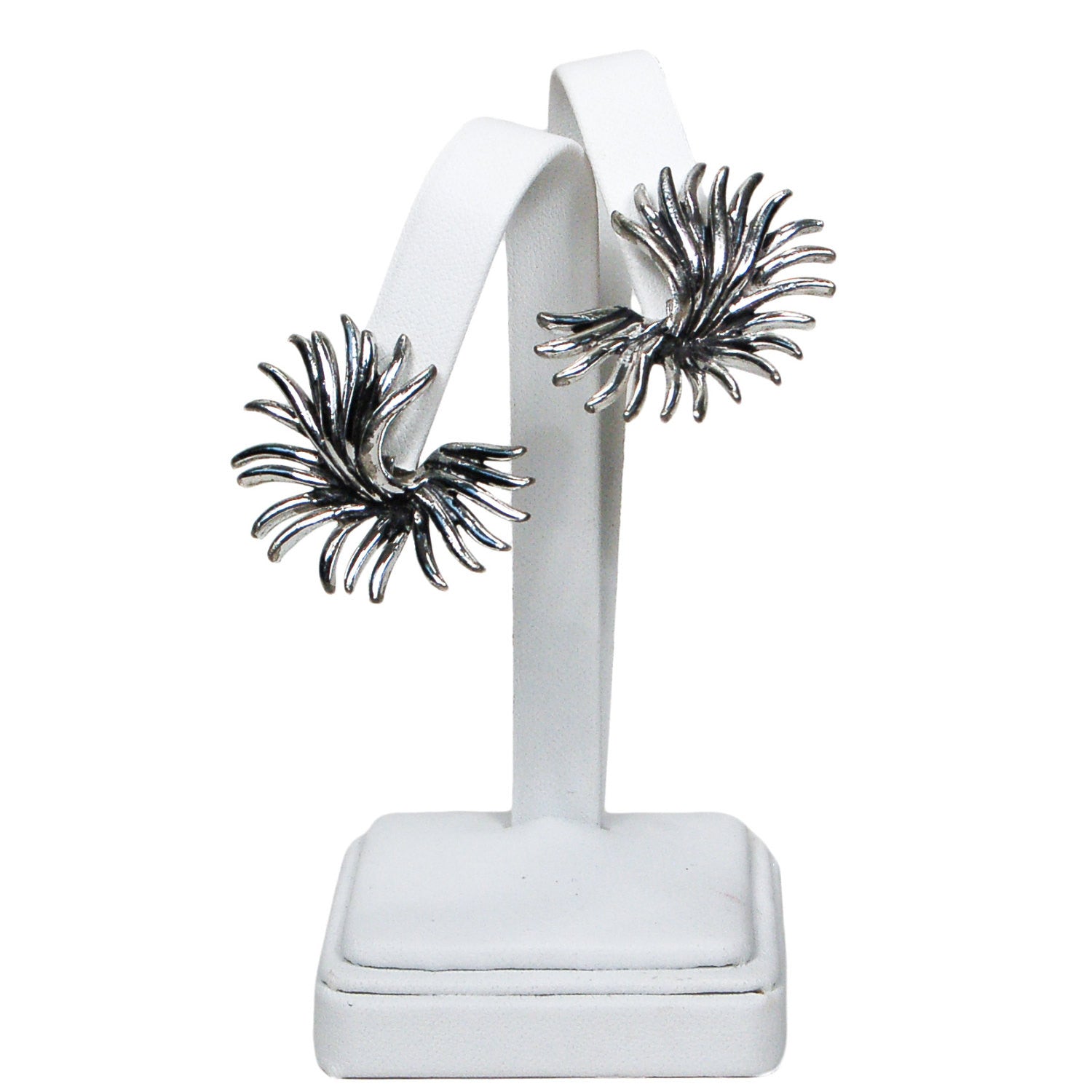 Marboux Silver Atomic Burst Earrings by Marboux - Vintage Meet Modern Vintage Jewelry - Chicago, Illinois - #oldhollywoodglamour #vintagemeetmodern #designervintage #jewelrybox #antiquejewelry #vintagejewelry