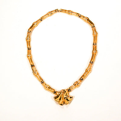Gold Ribbon with Rhinestones Necklace by Unsigned Beauty - Vintage Meet Modern Vintage Jewelry - Chicago, Illinois - #oldhollywoodglamour #vintagemeetmodern #designervintage #jewelrybox #antiquejewelry #vintagejewelry