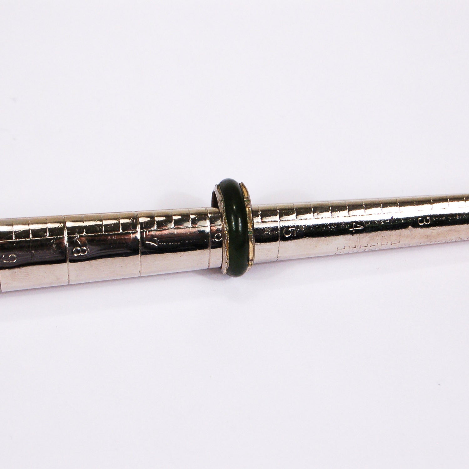 Green Jade set Silver Bamboo Band by Unsigned Beauty - Vintage Meet Modern Vintage Jewelry - Chicago, Illinois - #oldhollywoodglamour #vintagemeetmodern #designervintage #jewelrybox #antiquejewelry #vintagejewelry