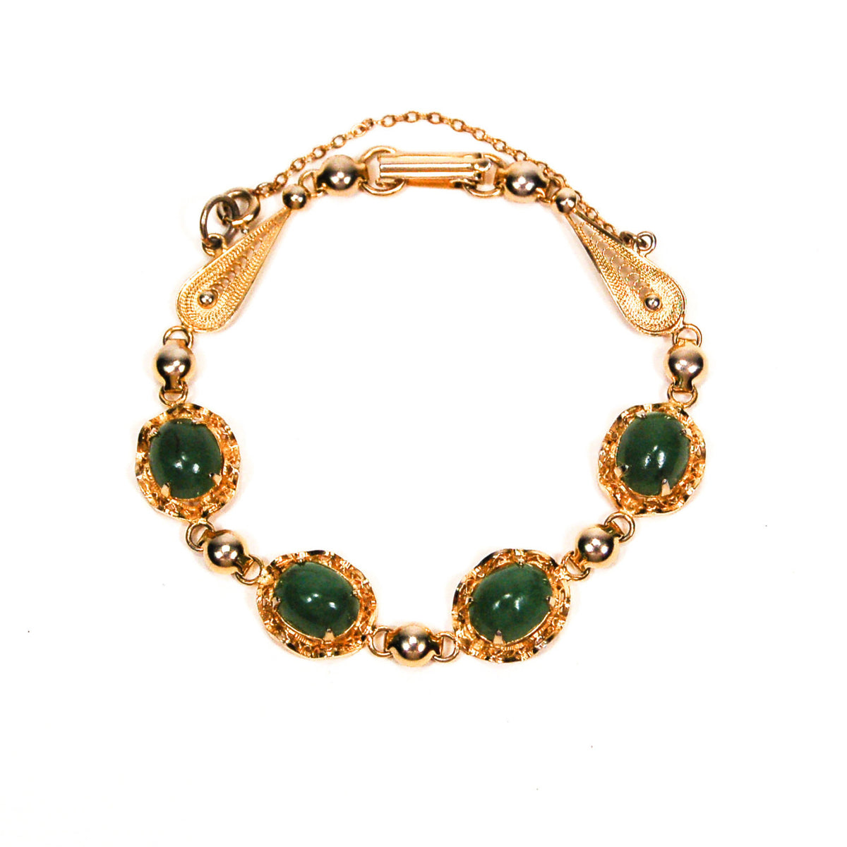 Gold Filled Green Jade Bracelet