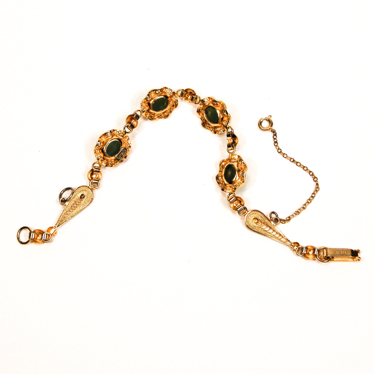 Gold Filled Green Jade Bracelet by Gold Filled - Vintage Meet Modern Vintage Jewelry - Chicago, Illinois - #oldhollywoodglamour #vintagemeetmodern #designervintage #jewelrybox #antiquejewelry #vintagejewelry