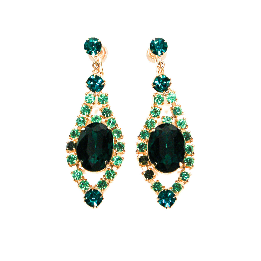 Old Hollywood Glam Green Rhinestone Chandelier Earrings by Unsigned Beauty - Vintage Meet Modern Vintage Jewelry - Chicago, Illinois - #oldhollywoodglamour #vintagemeetmodern #designervintage #jewelrybox #antiquejewelry #vintagejewelry