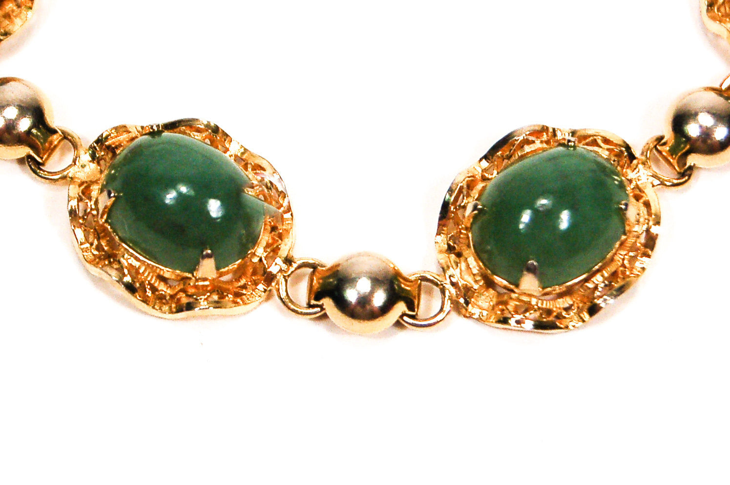 Gold Filled Green Jade Bracelet by Gold Filled - Vintage Meet Modern Vintage Jewelry - Chicago, Illinois - #oldhollywoodglamour #vintagemeetmodern #designervintage #jewelrybox #antiquejewelry #vintagejewelry
