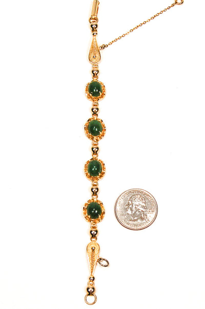 Gold Filled Green Jade Bracelet by Gold Filled - Vintage Meet Modern Vintage Jewelry - Chicago, Illinois - #oldhollywoodglamour #vintagemeetmodern #designervintage #jewelrybox #antiquejewelry #vintagejewelry