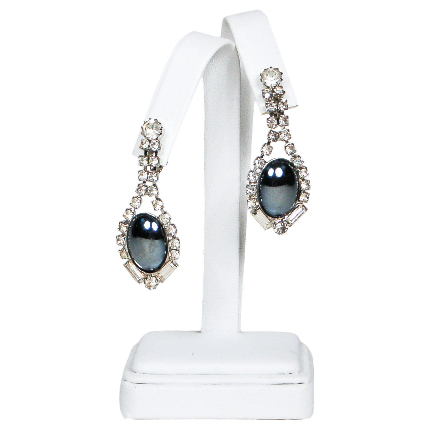 Rhinestone and Hematite Drop Statement Earrings by Unsigned Beauty - Vintage Meet Modern Vintage Jewelry - Chicago, Illinois - #oldhollywoodglamour #vintagemeetmodern #designervintage #jewelrybox #antiquejewelry #vintagejewelry