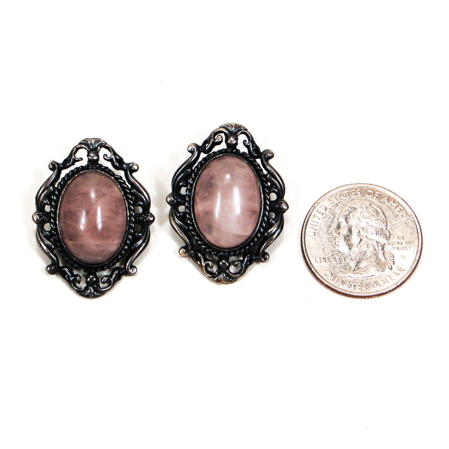 Victorian Gothic Inspired Rose Quartz Earrings by Unsigned Beauty - Vintage Meet Modern Vintage Jewelry - Chicago, Illinois - #oldhollywoodglamour #vintagemeetmodern #designervintage #jewelrybox #antiquejewelry #vintagejewelry