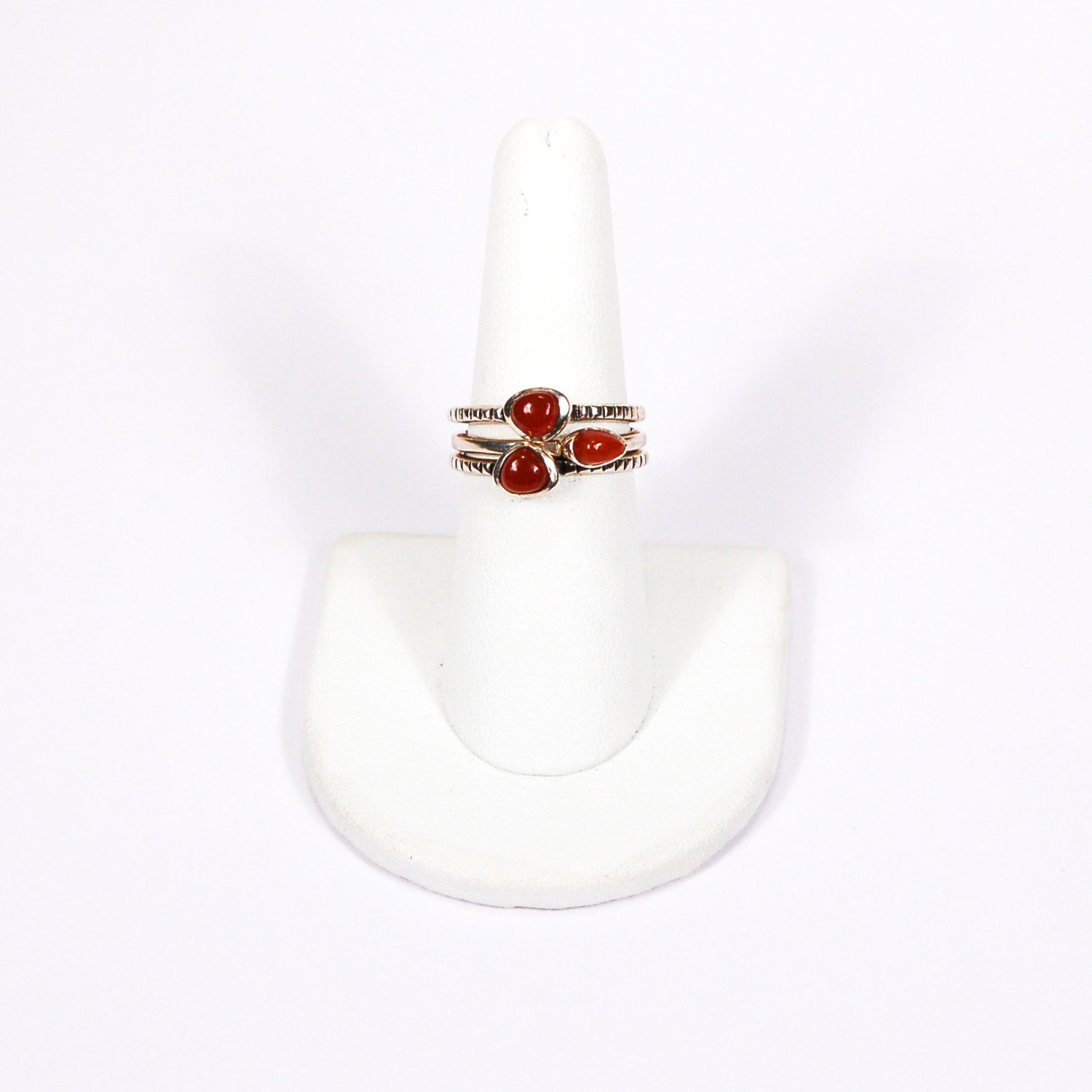 Barse Carnelian Sterling Silver Stacking Rings by Barse - Vintage Meet Modern Vintage Jewelry - Chicago, Illinois - #oldhollywoodglamour #vintagemeetmodern #designervintage #jewelrybox #antiquejewelry #vintagejewelry