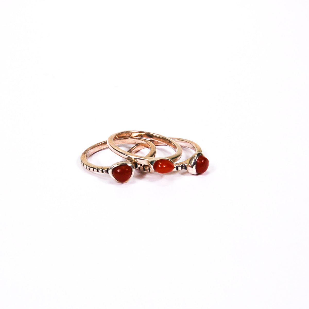 Barse Carnelian Sterling Silver Stacking Rings