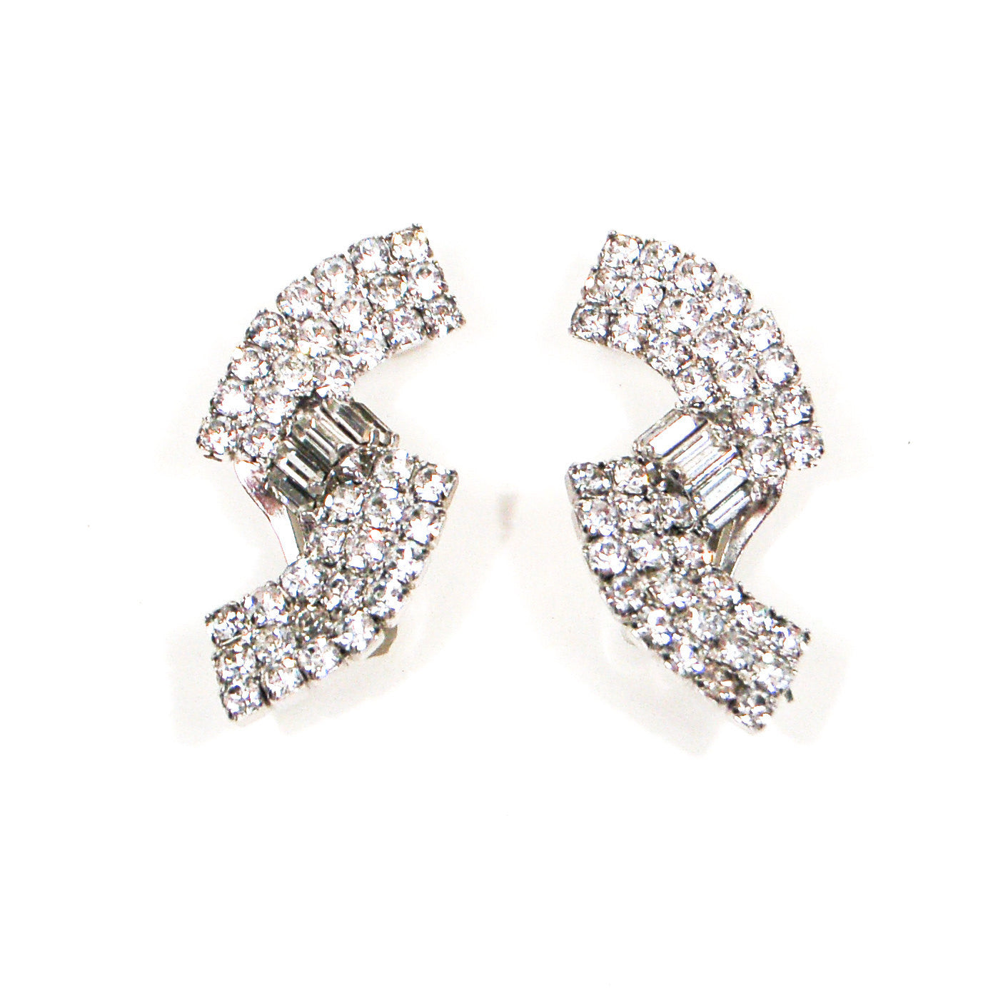 Rhinestone Wave Ear Crawler Earrings by Unsigned Beauty - Vintage Meet Modern Vintage Jewelry - Chicago, Illinois - #oldhollywoodglamour #vintagemeetmodern #designervintage #jewelrybox #antiquejewelry #vintagejewelry