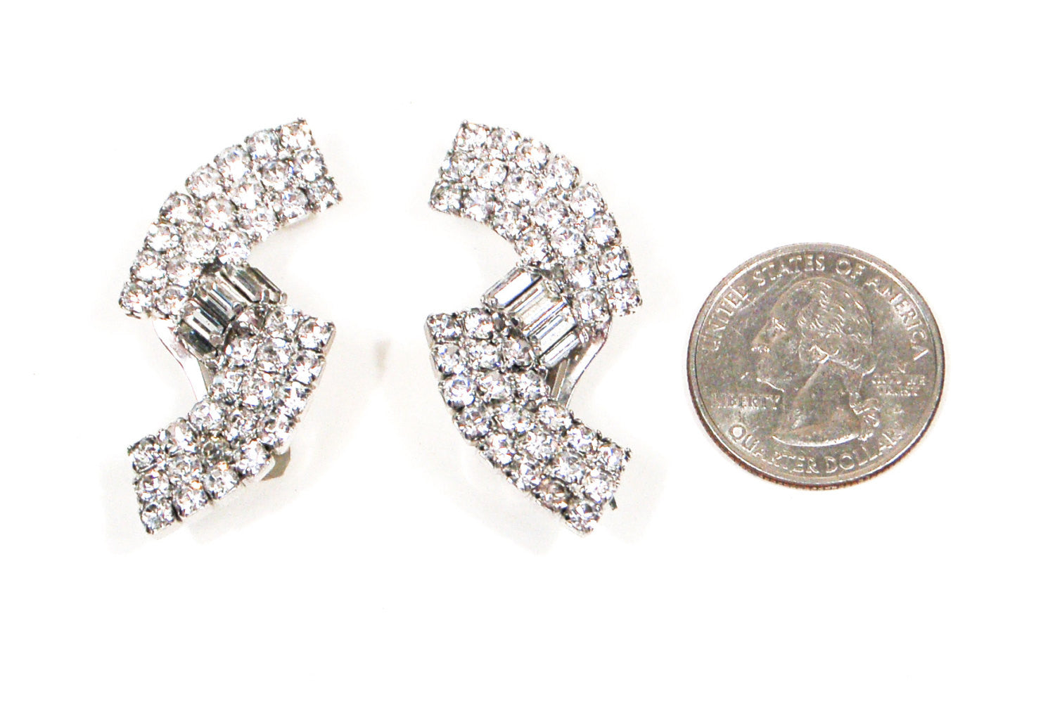 Rhinestone Wave Ear Crawler Earrings by Unsigned Beauty - Vintage Meet Modern Vintage Jewelry - Chicago, Illinois - #oldhollywoodglamour #vintagemeetmodern #designervintage #jewelrybox #antiquejewelry #vintagejewelry