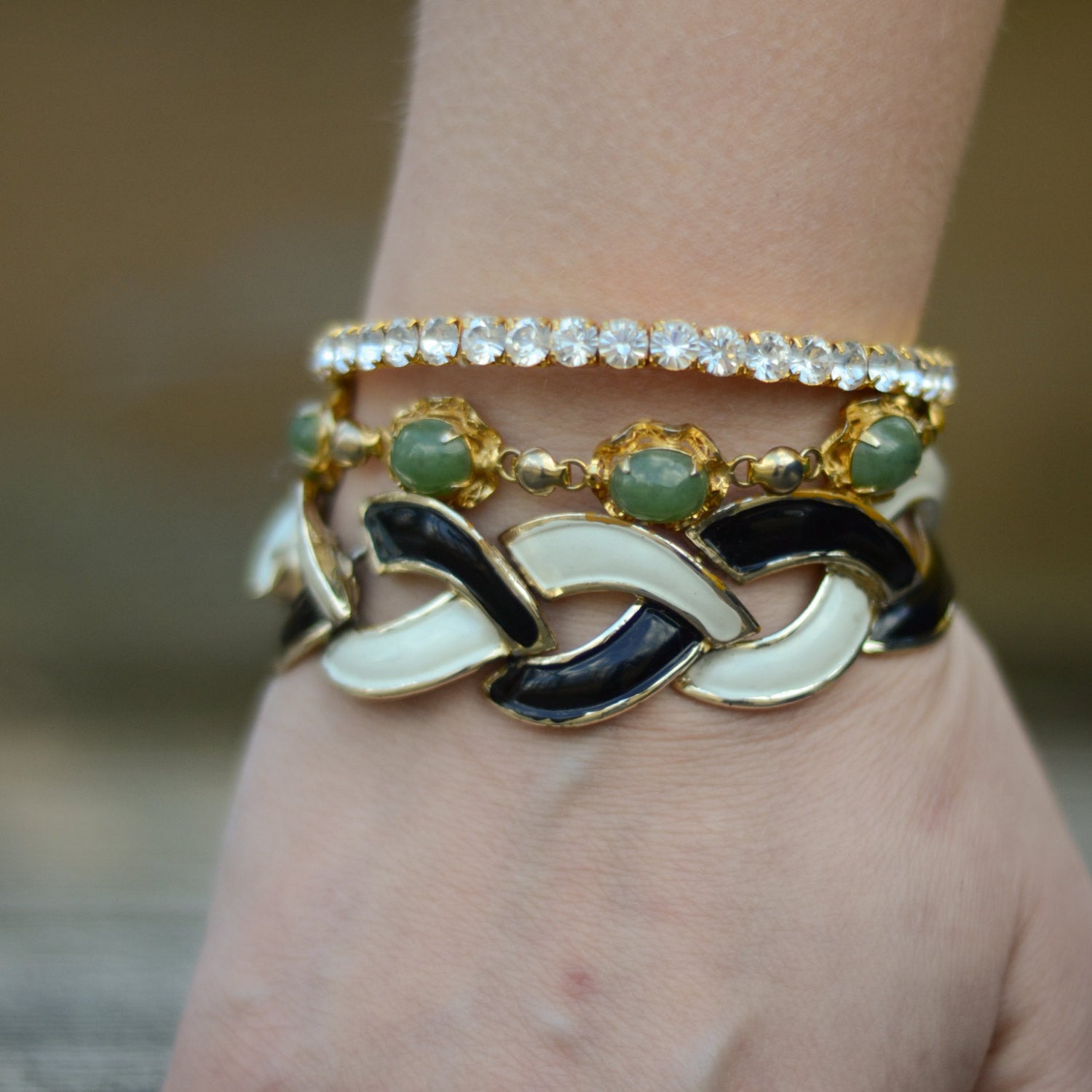 Rhinestone Bangle Bracelet, by Unsigned Beauty - Vintage Meet Modern Vintage Jewelry - Chicago, Illinois - #oldhollywoodglamour #vintagemeetmodern #designervintage #jewelrybox #antiquejewelry #vintagejewelry