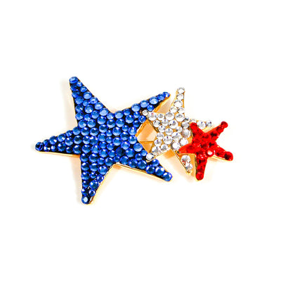 Red, White, Blue Rhinestone Star Brooch by Unsigned Beauty - Vintage Meet Modern Vintage Jewelry - Chicago, Illinois - #oldhollywoodglamour #vintagemeetmodern #designervintage #jewelrybox #antiquejewelry #vintagejewelry