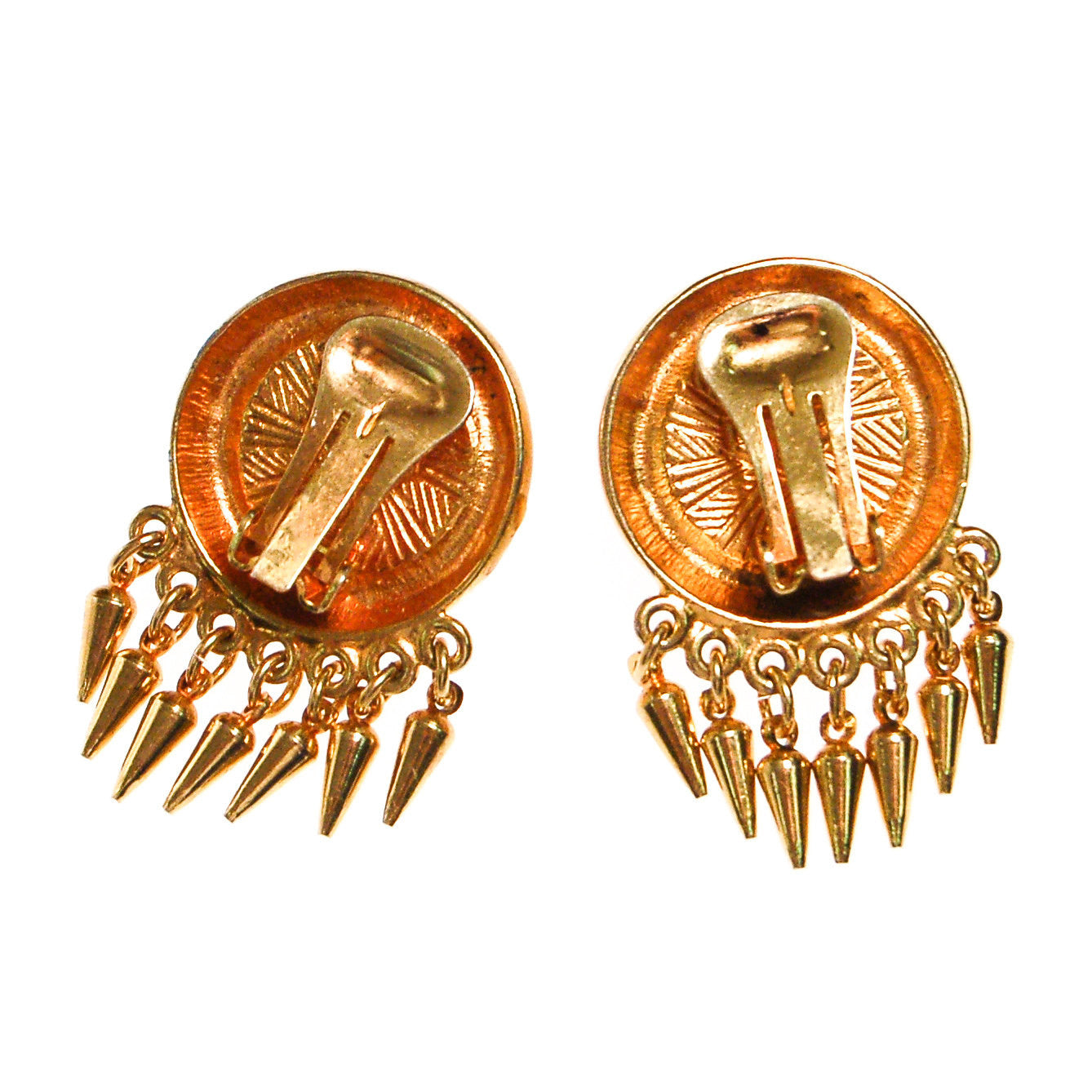 Ben Amun Etruscan Influence Ruby Red Cabochon Statement Earrings by Ben Amun - Vintage Meet Modern Vintage Jewelry - Chicago, Illinois - #oldhollywoodglamour #vintagemeetmodern #designervintage #jewelrybox #antiquejewelry #vintagejewelry