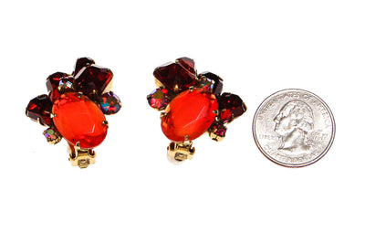 Juliana Style Red & Orange Rhinestone Statement Earrings by Juliana D & E - Vintage Meet Modern Vintage Jewelry - Chicago, Illinois - #oldhollywoodglamour #vintagemeetmodern #designervintage #jewelrybox #antiquejewelry #vintagejewelry
