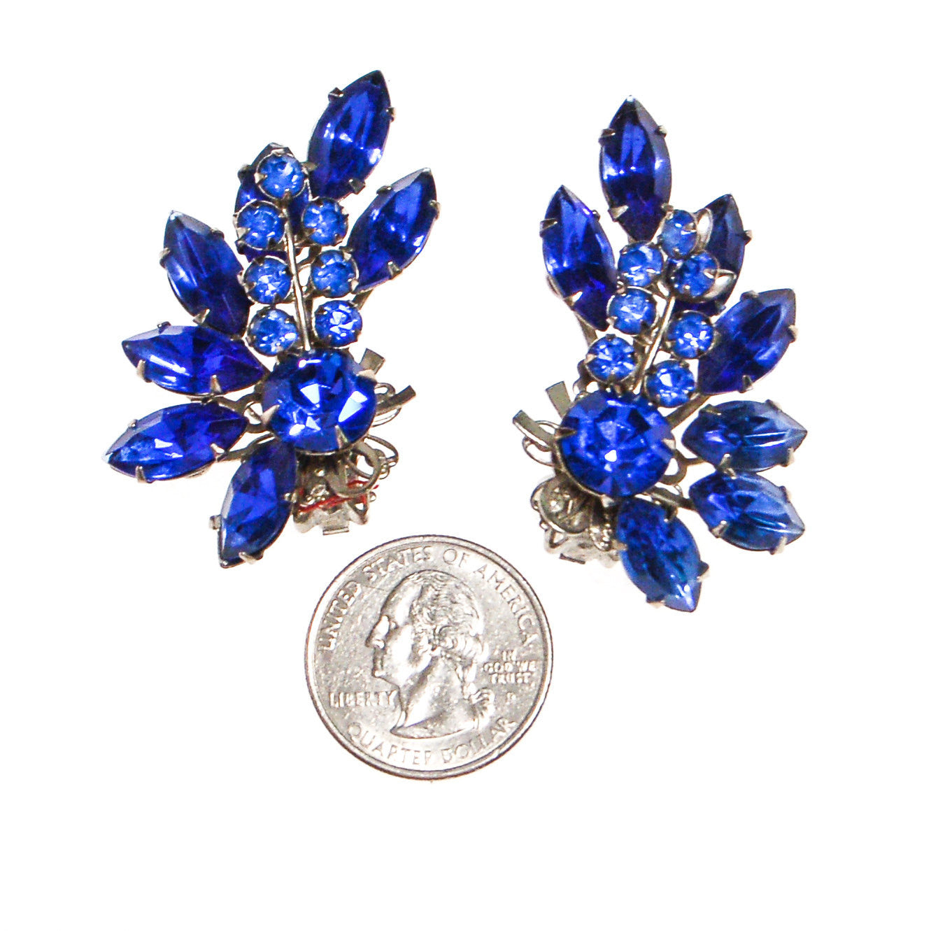 Bright Blue Rhinestone Ear Crawler Statement Earrings by Unsigned Beauty - Vintage Meet Modern Vintage Jewelry - Chicago, Illinois - #oldhollywoodglamour #vintagemeetmodern #designervintage #jewelrybox #antiquejewelry #vintagejewelry