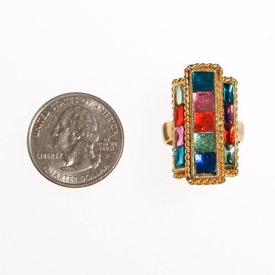 Uncas Colorful Rhinestone Statement Ring by Uncas - Vintage Meet Modern Vintage Jewelry - Chicago, Illinois - #oldhollywoodglamour #vintagemeetmodern #designervintage #jewelrybox #antiquejewelry #vintagejewelry