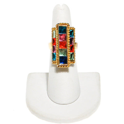Uncas Colorful Rhinestone Statement Ring by Uncas - Vintage Meet Modern Vintage Jewelry - Chicago, Illinois - #oldhollywoodglamour #vintagemeetmodern #designervintage #jewelrybox #antiquejewelry #vintagejewelry