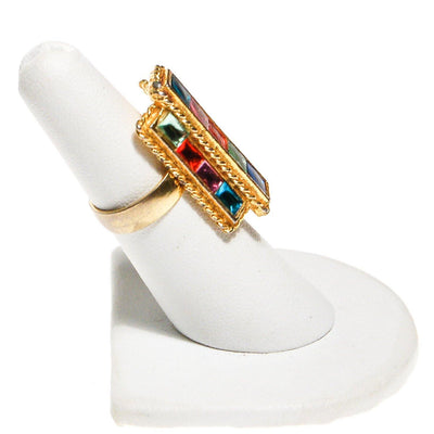 Uncas Colorful Rhinestone Statement Ring by Uncas - Vintage Meet Modern Vintage Jewelry - Chicago, Illinois - #oldhollywoodglamour #vintagemeetmodern #designervintage #jewelrybox #antiquejewelry #vintagejewelry