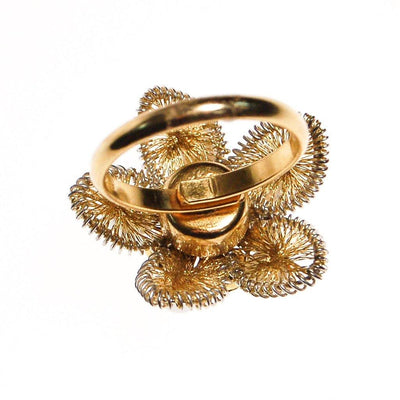 Gold Filigree, Rhinestones, and Pearl Flower Ring by 1960s - Vintage Meet Modern Vintage Jewelry - Chicago, Illinois - #oldhollywoodglamour #vintagemeetmodern #designervintage #jewelrybox #antiquejewelry #vintagejewelry