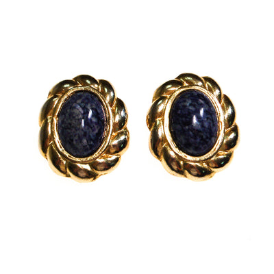 Lapis Art Glass and Gold Earrings by Unsigned Beauty - Vintage Meet Modern Vintage Jewelry - Chicago, Illinois - #oldhollywoodglamour #vintagemeetmodern #designervintage #jewelrybox #antiquejewelry #vintagejewelry