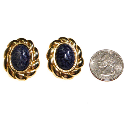 Lapis Art Glass and Gold Earrings by Unsigned Beauty - Vintage Meet Modern Vintage Jewelry - Chicago, Illinois - #oldhollywoodglamour #vintagemeetmodern #designervintage #jewelrybox #antiquejewelry #vintagejewelry