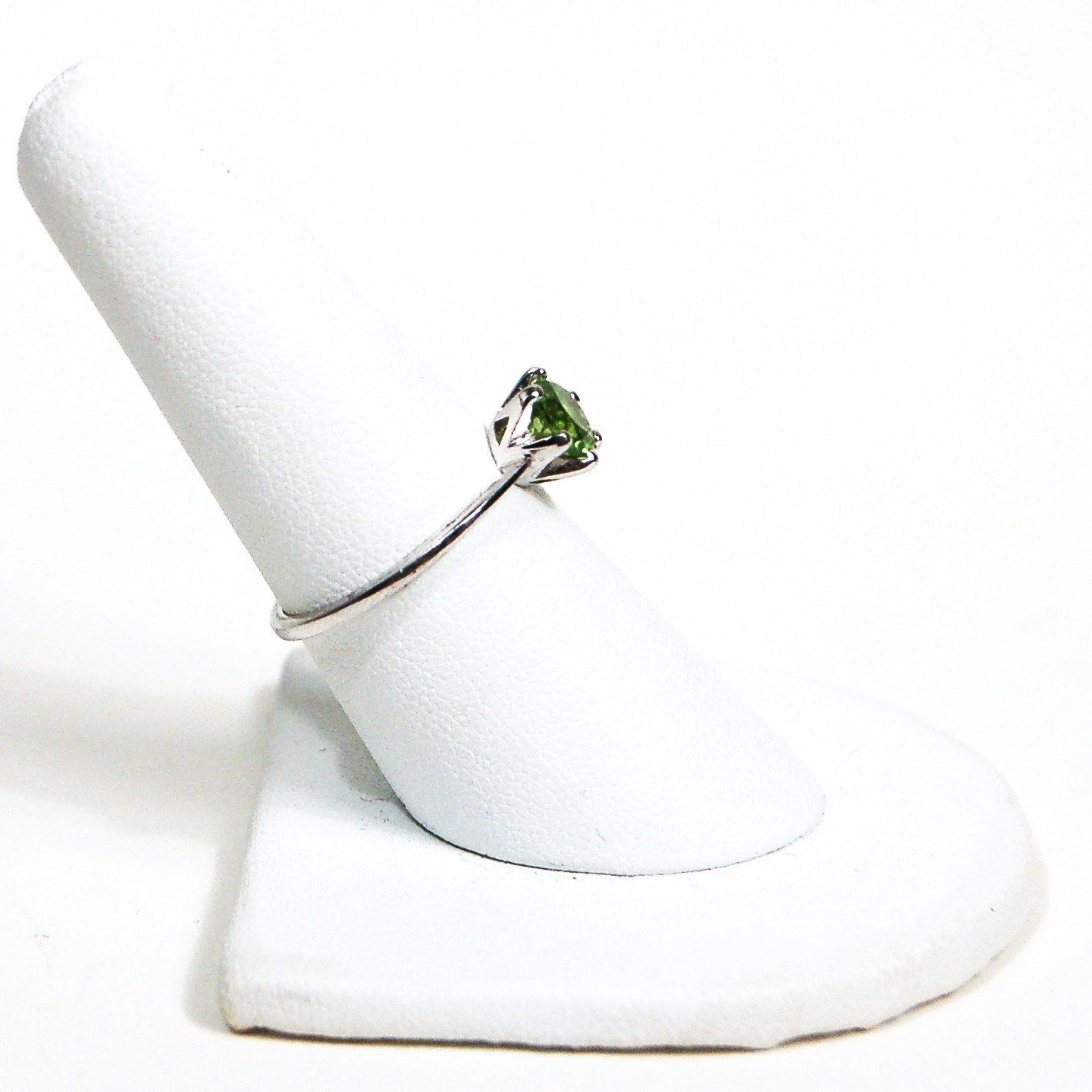 Peridot Ring, Sterling Silver, Solitaire, Gemstone Ring, Ring Size 7, August Birthstone by Sterling Silver - Vintage Meet Modern Vintage Jewelry - Chicago, Illinois - #oldhollywoodglamour #vintagemeetmodern #designervintage #jewelrybox #antiquejewelry #vintagejewelry