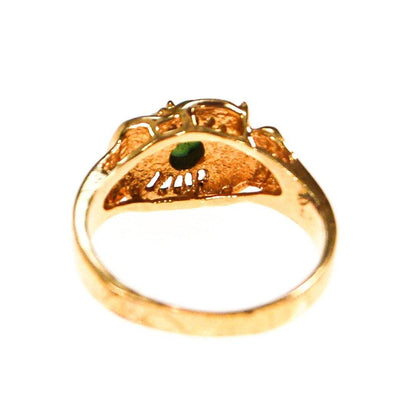 Faux Green Jade and CZ Statement Ring, Gold Tone, Designer Jewelry, Mid Century Modern 1950s, 1960s Era, Ring Size 8 by 1960s - Vintage Meet Modern Vintage Jewelry - Chicago, Illinois - #oldhollywoodglamour #vintagemeetmodern #designervintage #jewelrybox #antiquejewelry #vintagejewelry