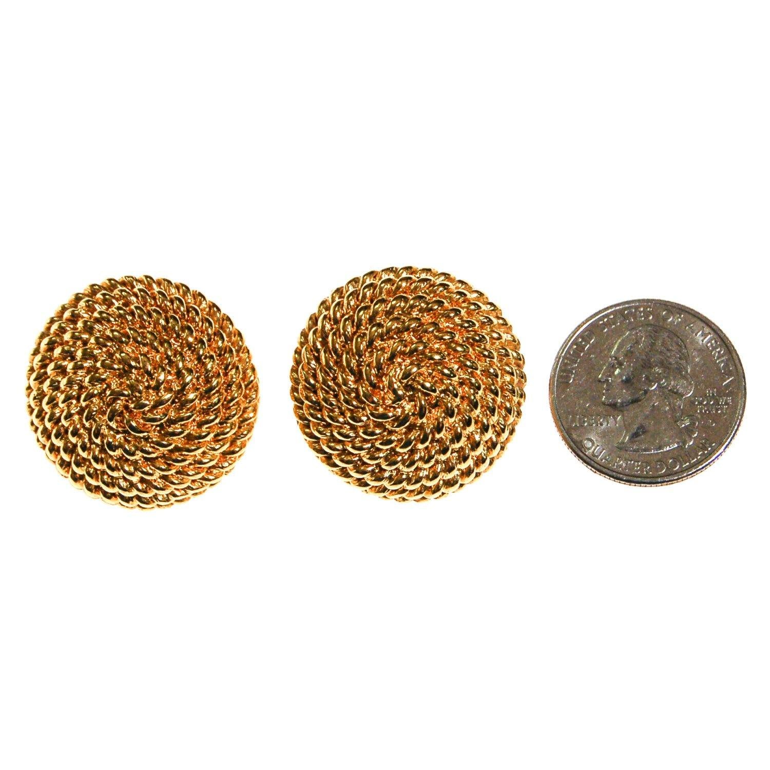 Monet Earrings, Gold, Round, Cable, Rope Designer, Timeless, Classic, Designer Earrings, 1980s by Monet - Vintage Meet Modern Vintage Jewelry - Chicago, Illinois - #oldhollywoodglamour #vintagemeetmodern #designervintage #jewelrybox #antiquejewelry #vintagejewelry