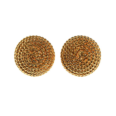 Monet Earrings, Gold, Round, Cable, Rope Designer, Timeless, Classic, Designer Earrings, 1980s by Monet - Vintage Meet Modern Vintage Jewelry - Chicago, Illinois - #oldhollywoodglamour #vintagemeetmodern #designervintage #jewelrybox #antiquejewelry #vintagejewelry