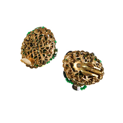 Green Rhinestone Earrings, Statement Earrings, by Unsigned Beauty - Vintage Meet Modern Vintage Jewelry - Chicago, Illinois - #oldhollywoodglamour #vintagemeetmodern #designervintage #jewelrybox #antiquejewelry #vintagejewelry