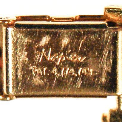 Napier White Chain Link Bracelet, White Enamel, Scalloped Link, Mid Century Modern, Gold Tone, Designer Vintage Jewelry by Napier - Vintage Meet Modern Vintage Jewelry - Chicago, Illinois - #oldhollywoodglamour #vintagemeetmodern #designervintage #jewelrybox #antiquejewelry #vintagejewelry