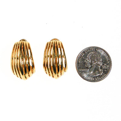 Gold Ribbed Hoop Earrings by Napier by Napier - Vintage Meet Modern Vintage Jewelry - Chicago, Illinois - #oldhollywoodglamour #vintagemeetmodern #designervintage #jewelrybox #antiquejewelry #vintagejewelry