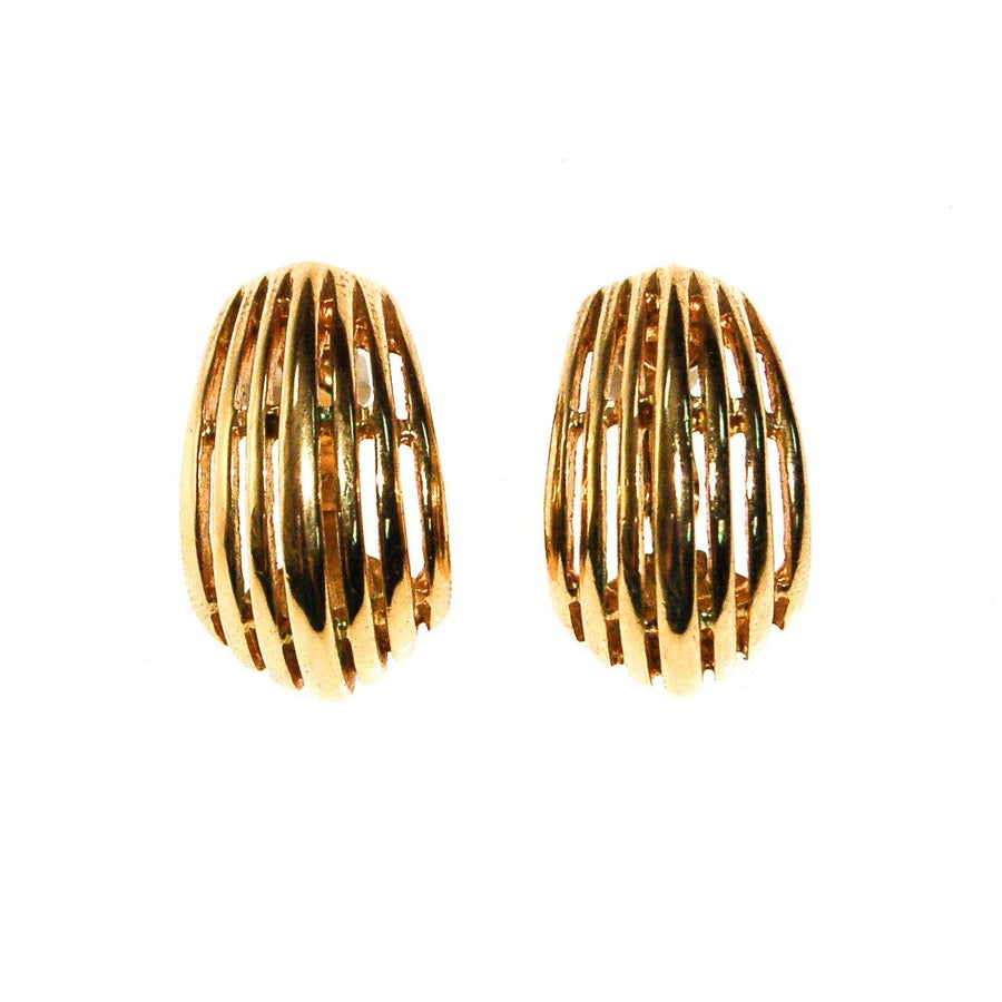 Gold Ribbed Hoop Earrings by Napier by Napier - Vintage Meet Modern Vintage Jewelry - Chicago, Illinois - #oldhollywoodglamour #vintagemeetmodern #designervintage #jewelrybox #antiquejewelry #vintagejewelry