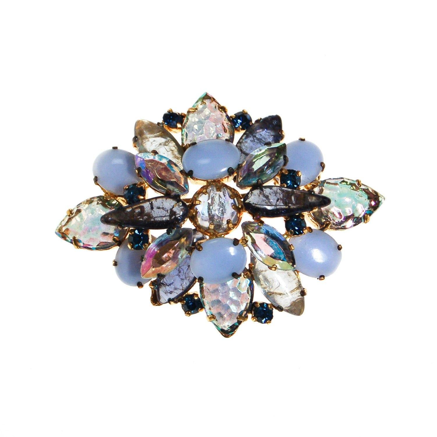 Lavender and Purple Rhinestone Brooch by 1950s - Vintage Meet Modern Vintage Jewelry - Chicago, Illinois - #oldhollywoodglamour #vintagemeetmodern #designervintage #jewelrybox #antiquejewelry #vintagejewelry