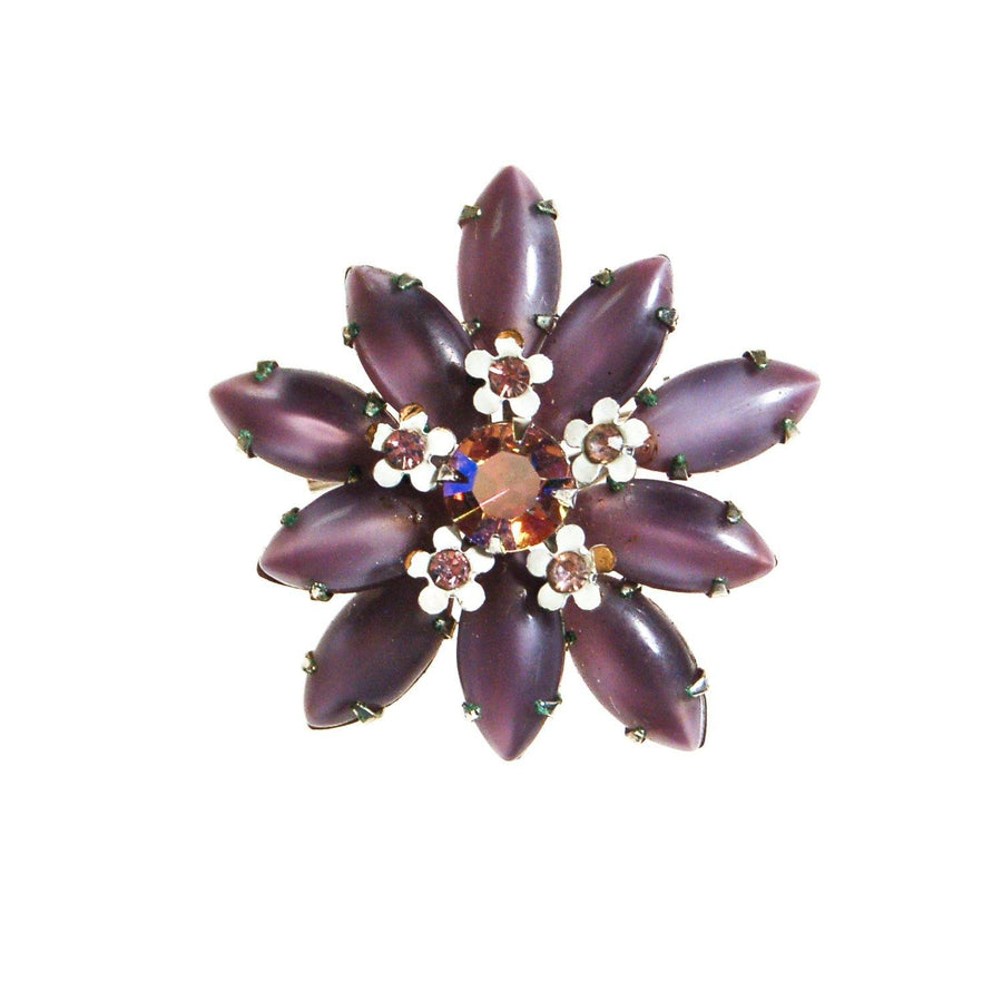 Purple Moonglow Rhinestone Brooch by 1960s - Vintage Meet Modern Vintage Jewelry - Chicago, Illinois - #oldhollywoodglamour #vintagemeetmodern #designervintage #jewelrybox #antiquejewelry #vintagejewelry
