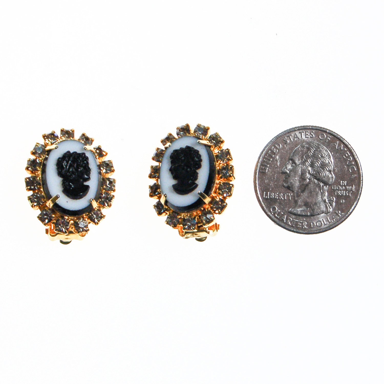 Tara Rhinestone Cameo Earrings by Tara - Vintage Meet Modern Vintage Jewelry - Chicago, Illinois - #oldhollywoodglamour #vintagemeetmodern #designervintage #jewelrybox #antiquejewelry #vintagejewelry