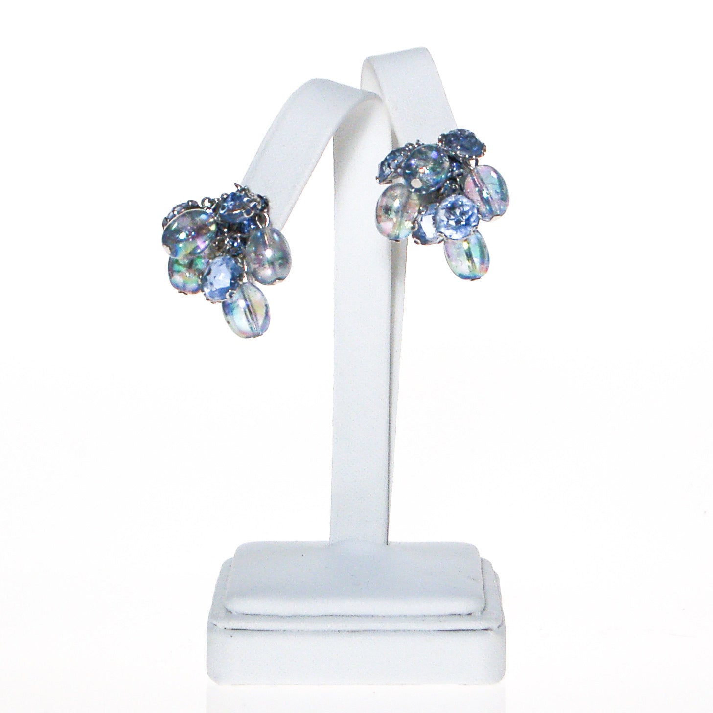 Blue Cha Cha  Bead Dangling Rhinestone Earrings by Unsigned Beauty - Vintage Meet Modern Vintage Jewelry - Chicago, Illinois - #oldhollywoodglamour #vintagemeetmodern #designervintage #jewelrybox #antiquejewelry #vintagejewelry