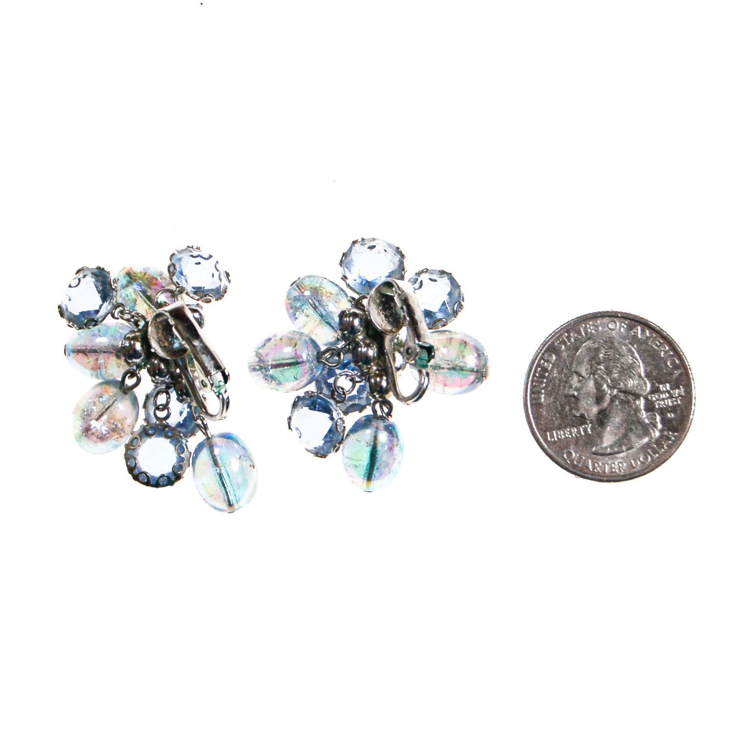 Blue Cha Cha  Bead Dangling Rhinestone Earrings by Unsigned Beauty - Vintage Meet Modern Vintage Jewelry - Chicago, Illinois - #oldhollywoodglamour #vintagemeetmodern #designervintage #jewelrybox #antiquejewelry #vintagejewelry
