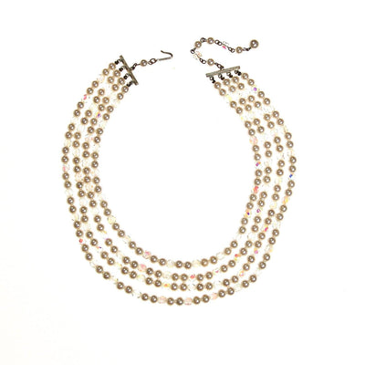 Aurora Borealis Crystal and Pearl Multi Strand Necklace by Japan - Vintage Meet Modern Vintage Jewelry - Chicago, Illinois - #oldhollywoodglamour #vintagemeetmodern #designervintage #jewelrybox #antiquejewelry #vintagejewelry