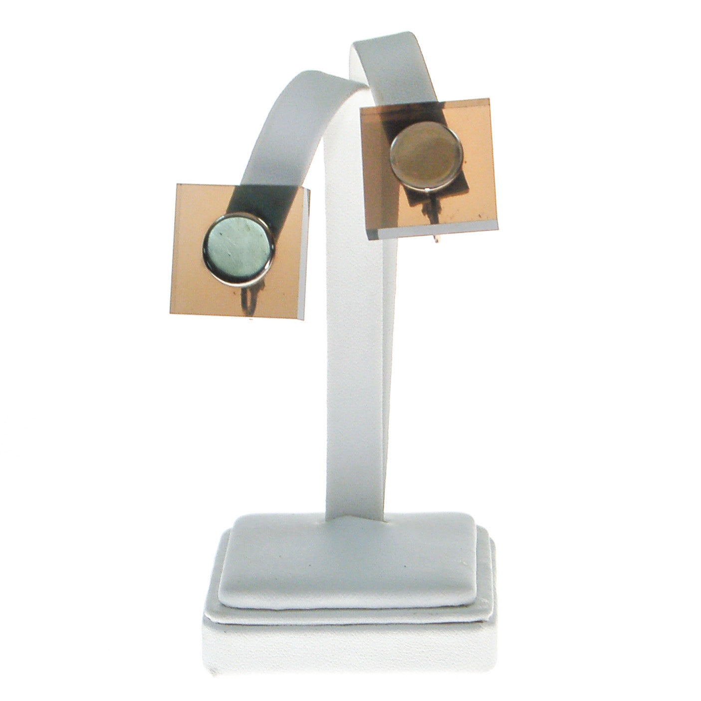 Mod Tan Lucite Square Earrings by Unsigned Beauty - Vintage Meet Modern Vintage Jewelry - Chicago, Illinois - #oldhollywoodglamour #vintagemeetmodern #designervintage #jewelrybox #antiquejewelry #vintagejewelry