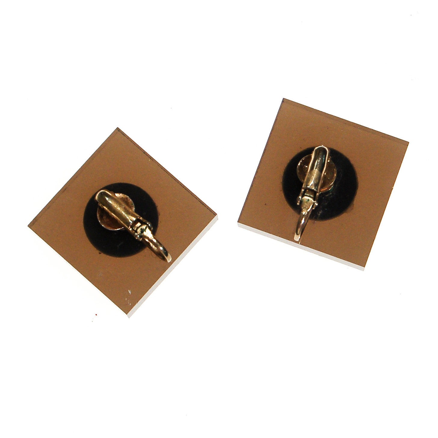 Mod Tan Lucite Square Earrings by Unsigned Beauty - Vintage Meet Modern Vintage Jewelry - Chicago, Illinois - #oldhollywoodglamour #vintagemeetmodern #designervintage #jewelrybox #antiquejewelry #vintagejewelry