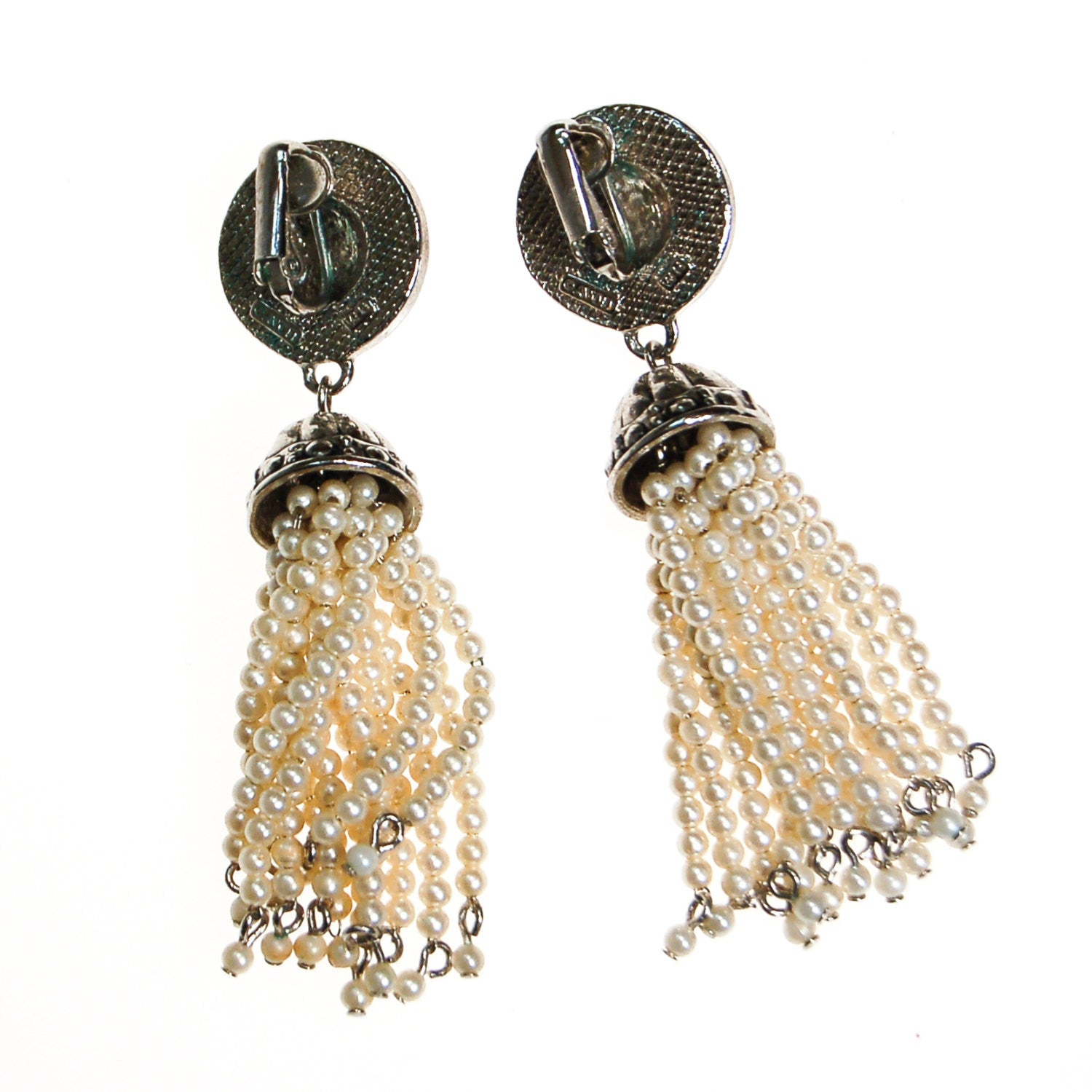 Art Deco Inspired Pearl and Rhinestone Tassel Earrings by Avon by Avon - Vintage Meet Modern Vintage Jewelry - Chicago, Illinois - #oldhollywoodglamour #vintagemeetmodern #designervintage #jewelrybox #antiquejewelry #vintagejewelry