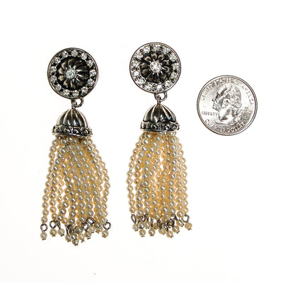 Art Deco Inspired Pearl and Rhinestone Tassel Earrings by Avon by Avon - Vintage Meet Modern Vintage Jewelry - Chicago, Illinois - #oldhollywoodglamour #vintagemeetmodern #designervintage #jewelrybox #antiquejewelry #vintagejewelry